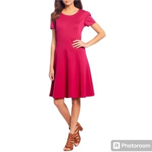 Draper James Pink Short Sleeve A-Line Crew Neck Knee Length Knit Dress Medium 8